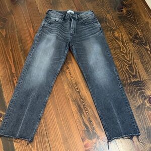 Moussy Men's Washed Black Straight Jeans